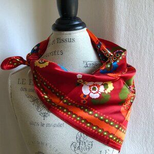 Beautiful Scarf Satin Acetate Italian Floral